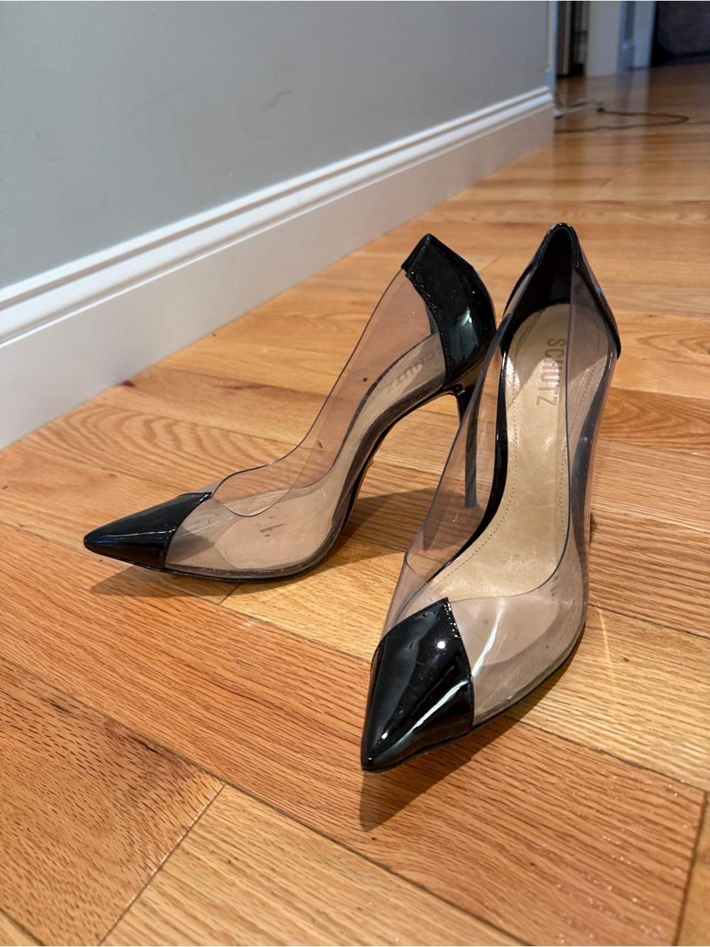 SCHUTZ Black Patent Pointed PVC Stiletto Pumps